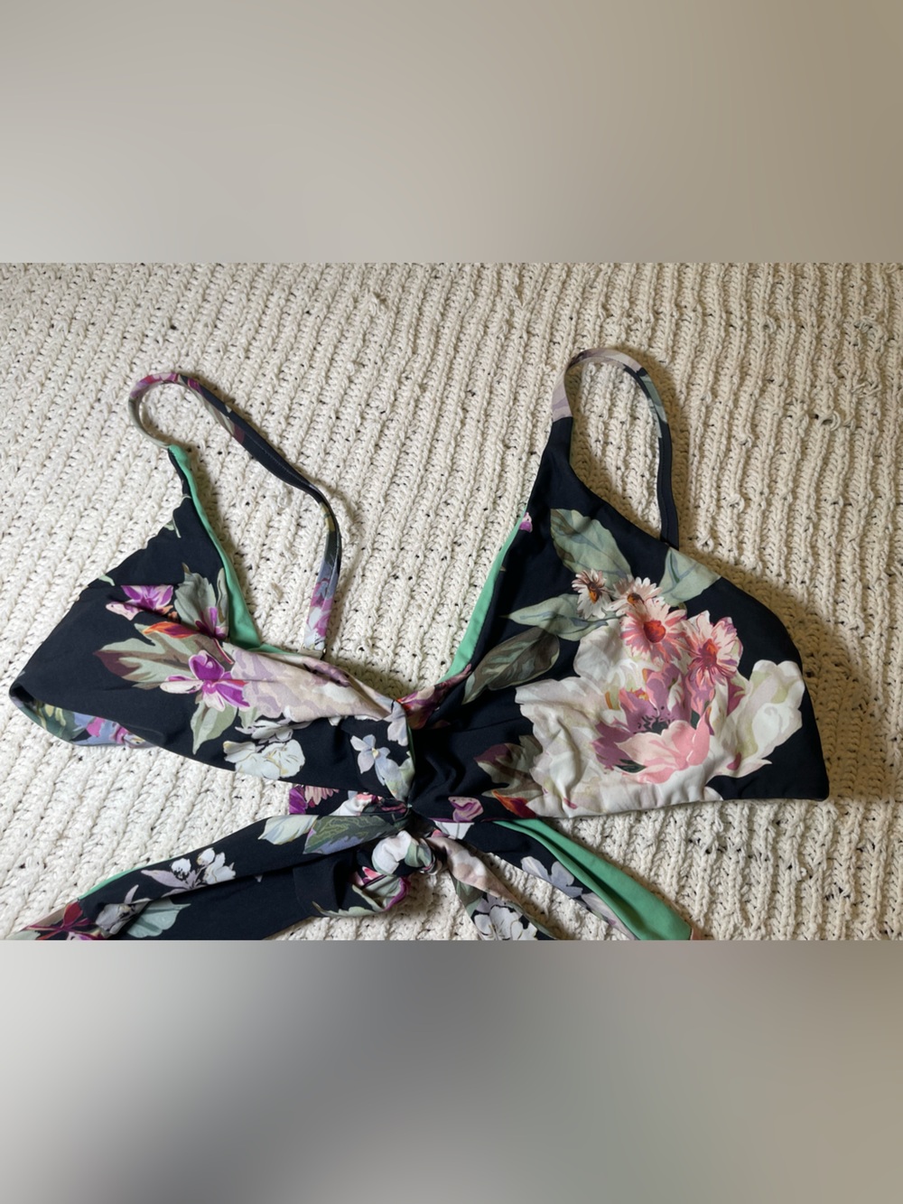 BECCA Mint Green and Multicolor Bikini Top